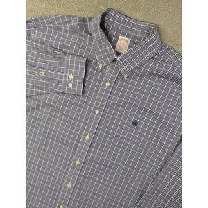 Brooks Brothers Mens XL Blue Gingham Checkered Button Down Long Sleeve Shirt
